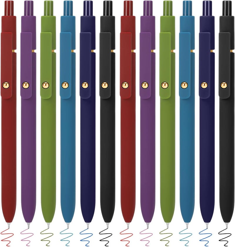FIOVER Colored Pens, 12 Pack Colorful Gel Pens, Quick-Dry 0.7mm Medium Point for Journaling, Note Taking, Doodling, Aesthetic Office School Supplies, Gifts for Women Men(12PCS Vintage Colorful) - Image 1